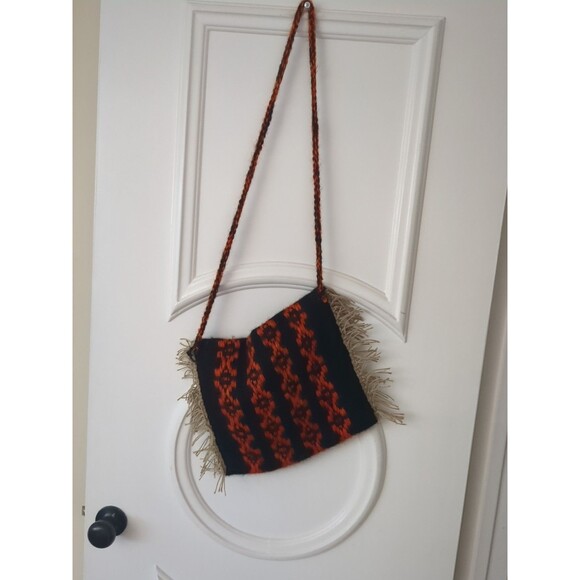 Wool Saddle Blanket Rodeo Aztec Navaho Purse Bag Strap Fringe Crossbody - Picture 4 of 8